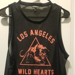 LIKE NEW Women's Express S Black Mesh Graphic Tank